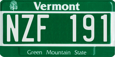 VT license plate NZF191