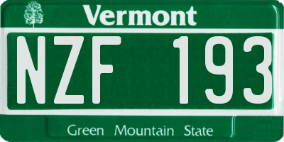 VT license plate NZF193