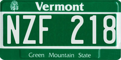 VT license plate NZF218
