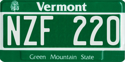 VT license plate NZF220