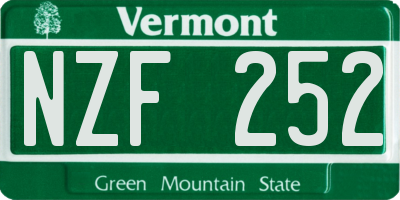 VT license plate NZF252