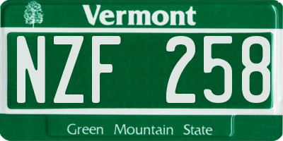 VT license plate NZF258