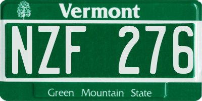 VT license plate NZF276