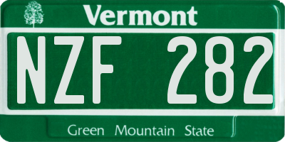 VT license plate NZF282