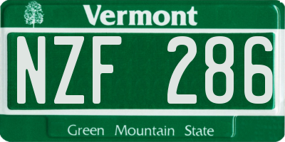 VT license plate NZF286