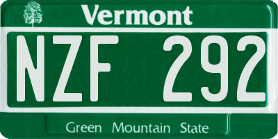 VT license plate NZF292