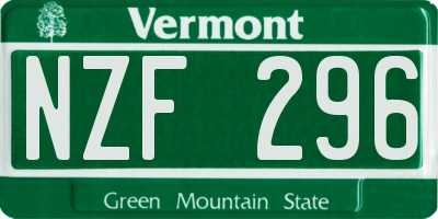 VT license plate NZF296