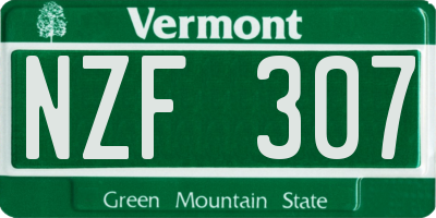 VT license plate NZF307