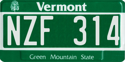 VT license plate NZF314