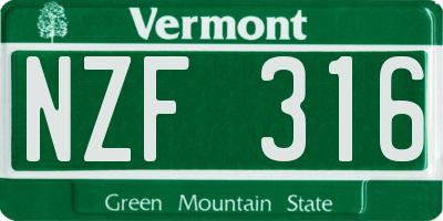 VT license plate NZF316