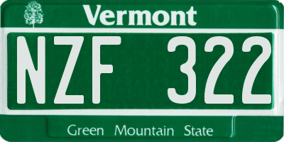 VT license plate NZF322
