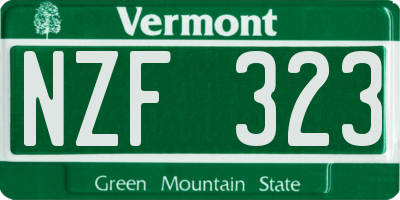 VT license plate NZF323