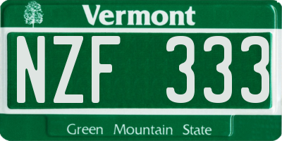 VT license plate NZF333