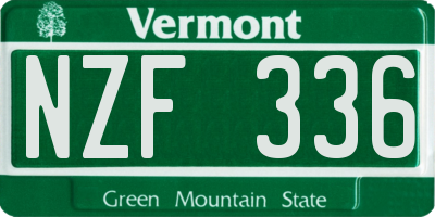 VT license plate NZF336