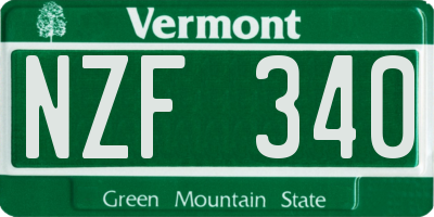 VT license plate NZF340
