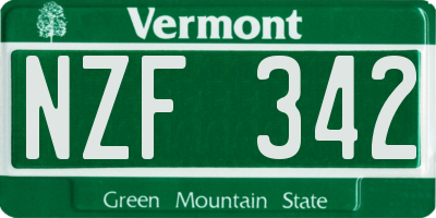 VT license plate NZF342