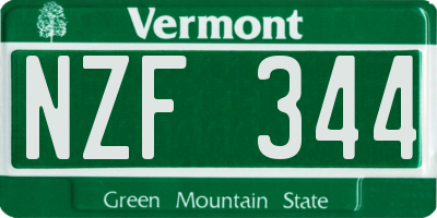 VT license plate NZF344