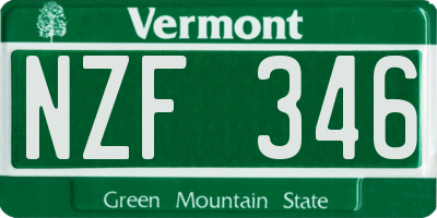 VT license plate NZF346