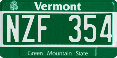 VT license plate NZF354