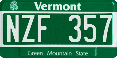 VT license plate NZF357