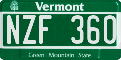 VT license plate NZF360