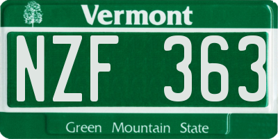 VT license plate NZF363