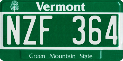 VT license plate NZF364