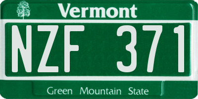 VT license plate NZF371