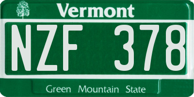 VT license plate NZF378