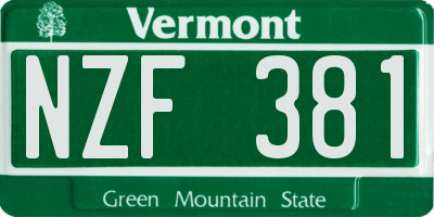 VT license plate NZF381