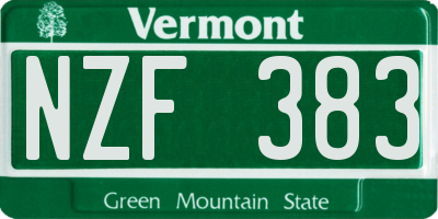 VT license plate NZF383