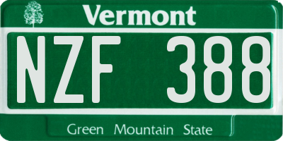 VT license plate NZF388