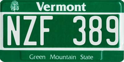 VT license plate NZF389