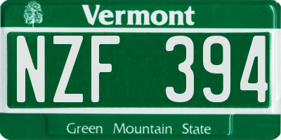 VT license plate NZF394