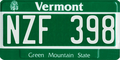 VT license plate NZF398
