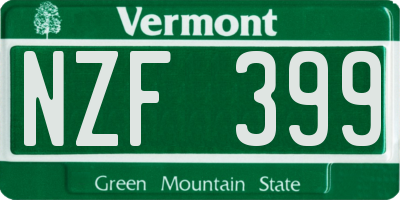 VT license plate NZF399