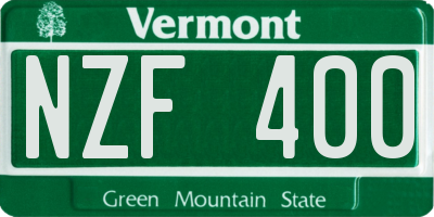 VT license plate NZF400