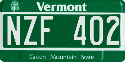 VT license plate NZF402