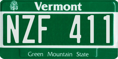 VT license plate NZF411