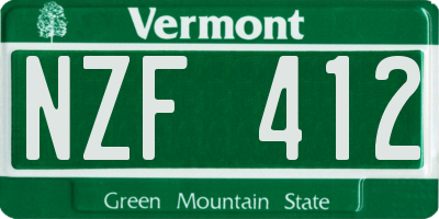 VT license plate NZF412