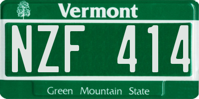 VT license plate NZF414
