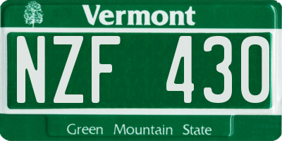 VT license plate NZF430