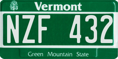 VT license plate NZF432