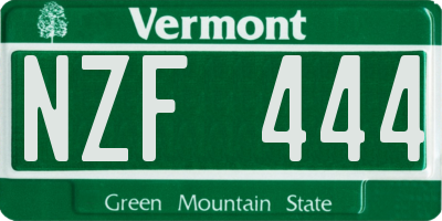 VT license plate NZF444
