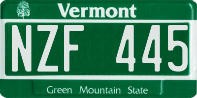 VT license plate NZF445