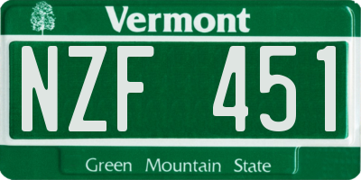 VT license plate NZF451