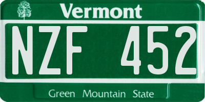 VT license plate NZF452