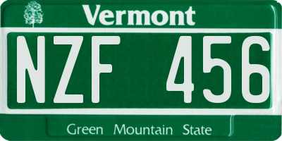 VT license plate NZF456