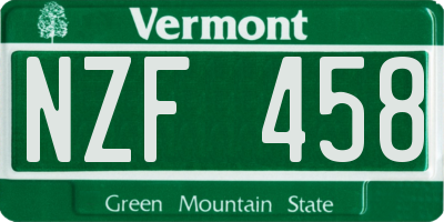 VT license plate NZF458