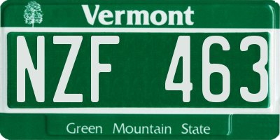 VT license plate NZF463